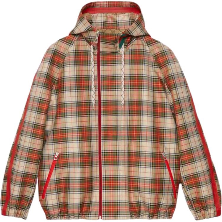 Куртка Gucci SS23 Checkered Hooded Jacket Brown