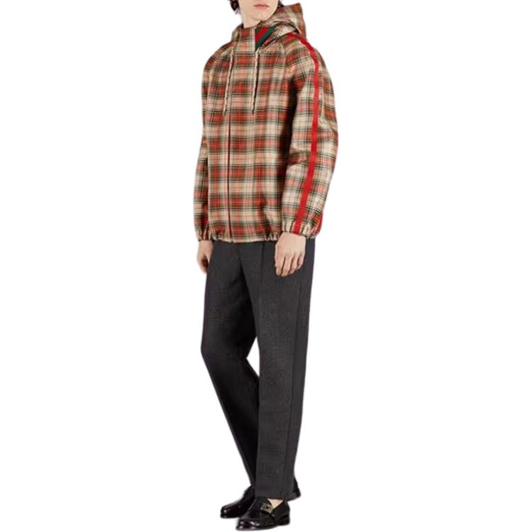 Gucci SS23 Checkered Hooded Jacket Brown — фото 1