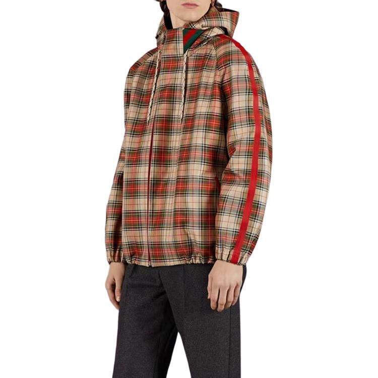 Gucci SS23 Checkered Hooded Jacket Brown — фото 3