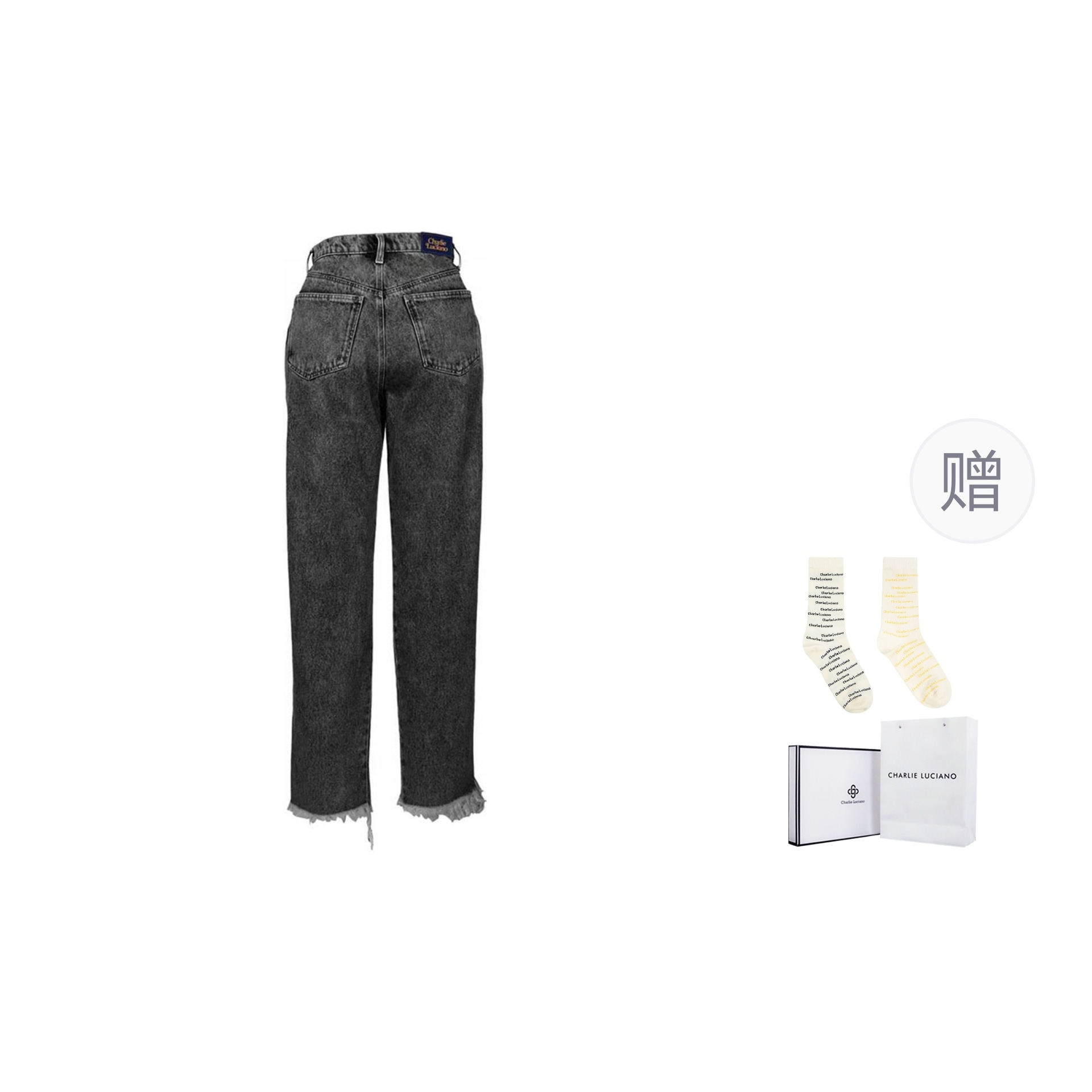 Charlie Luciano Distressed Straight Jeans Black — фото 10