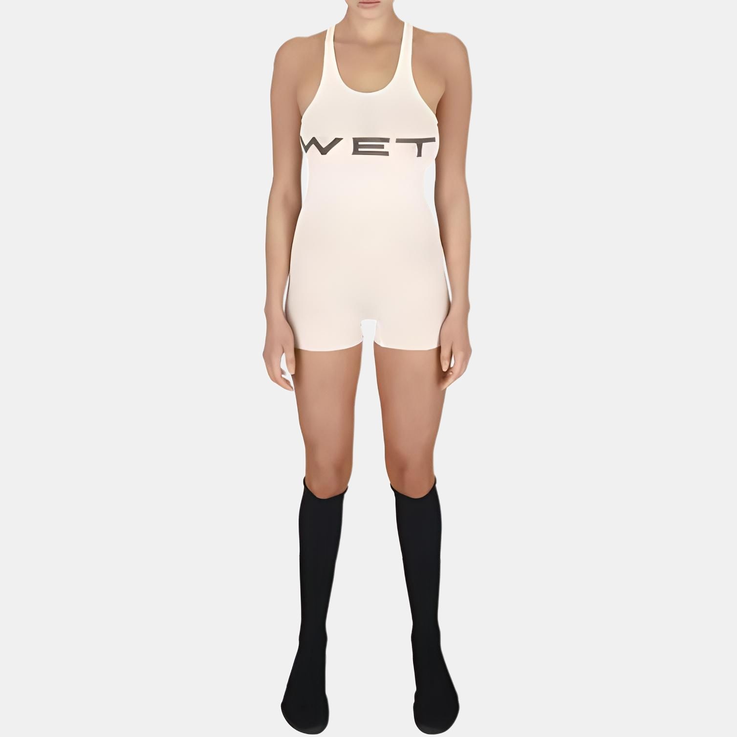 YEEZY Letter Print Sleeveless Bodysuit Ivory — фото 1