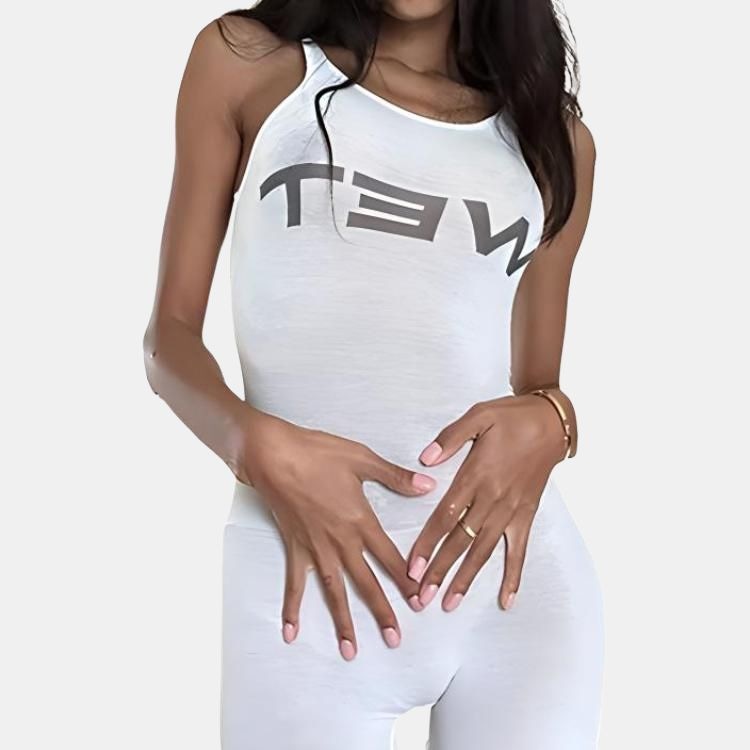 YEEZY Letter Print Sleeveless Bodysuit Ivory — фото 3