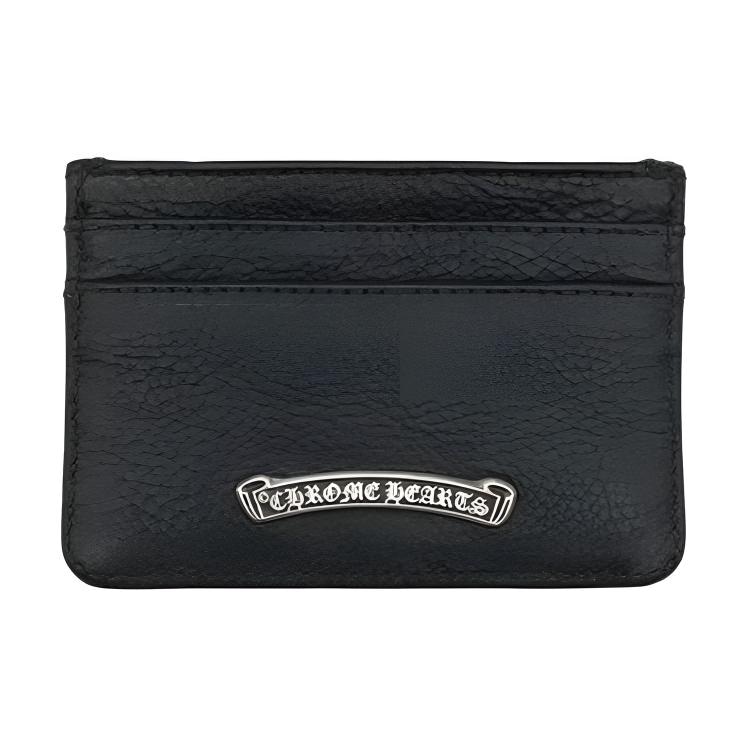Chrome Hearts 克罗心 克罗心 卷轴 银饰 牛皮 卡包 男女同款情侣款 黑色