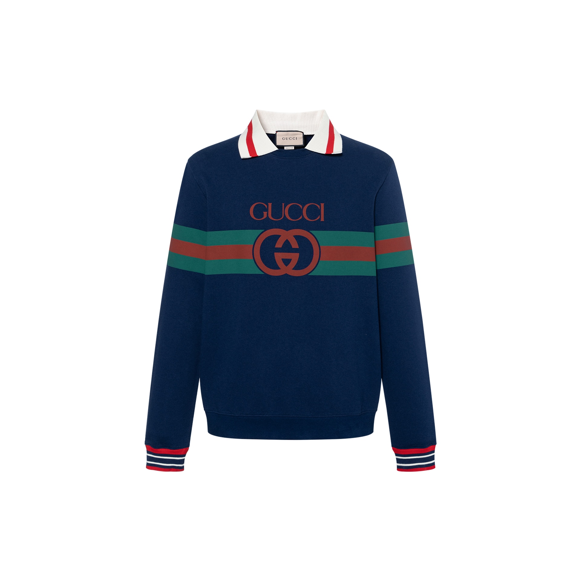 Gucci SS23 Striped Lettering Sweatshirt Navy — фото 9