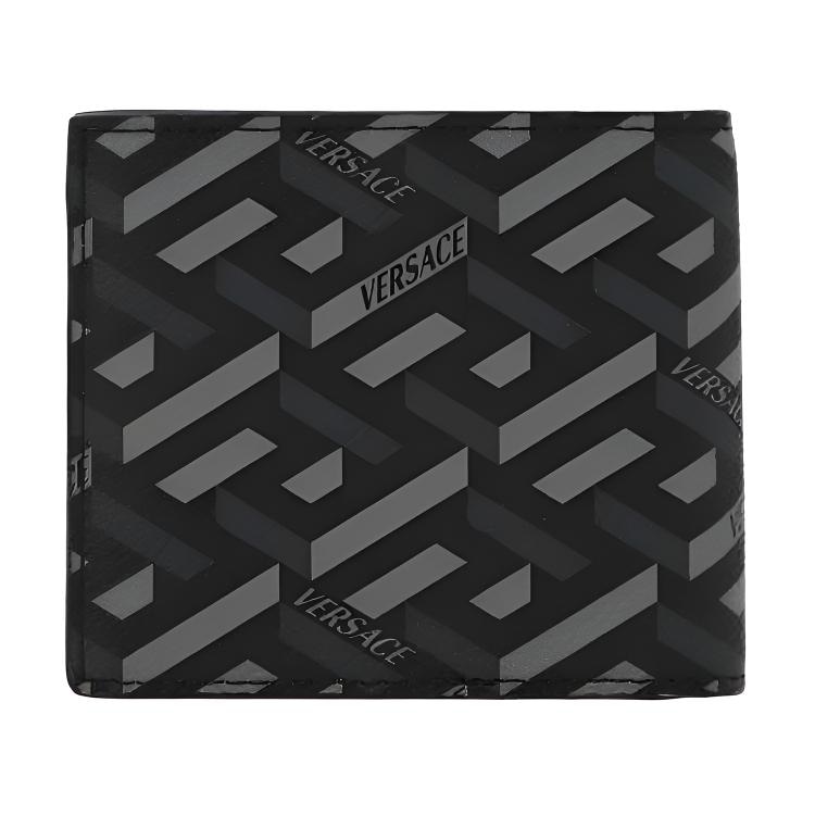 VERSACE/范思哲 Versace Vintage Monogram Fold Wallet Black Gray