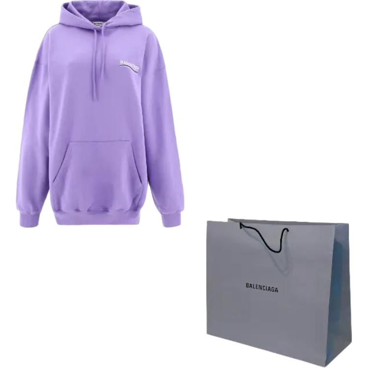 Balenciaga Logo Embroidered Hoodie Purple — фото 7