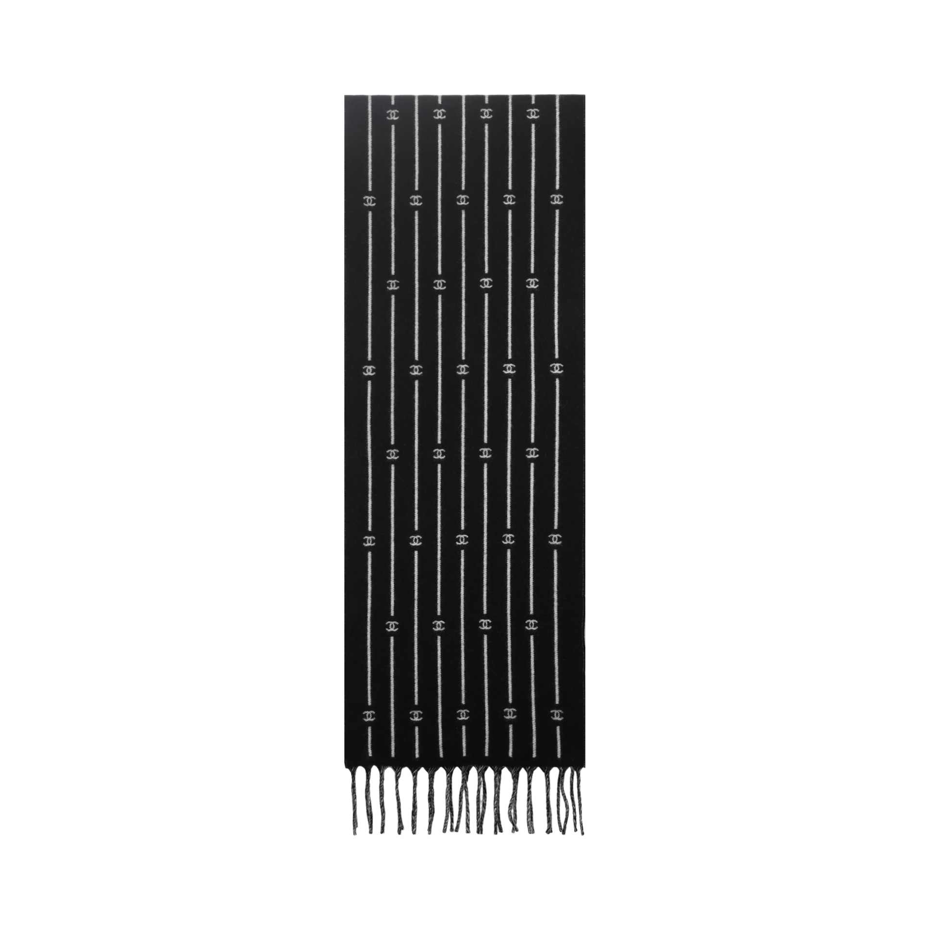 CHANEL 25B Wool Scarf Black