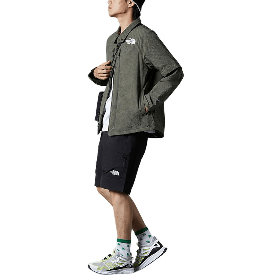 The North Face SS23 Urban Renewal Logo Embroidered Detachable Sleeve Windproof Jacket Green — фото 3