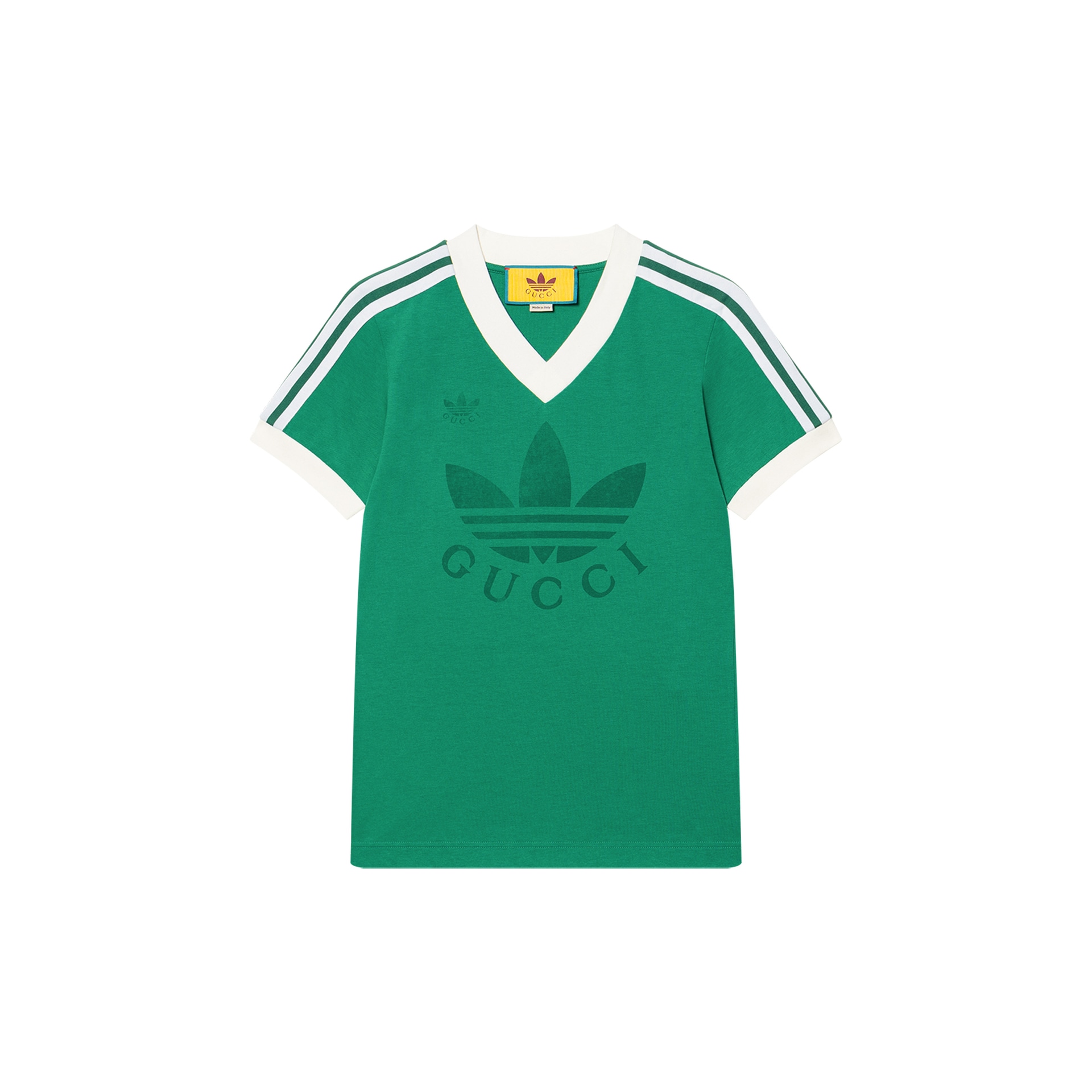 GUCCI/古驰 Gucci x adidas Originals V-Neck Green Tee