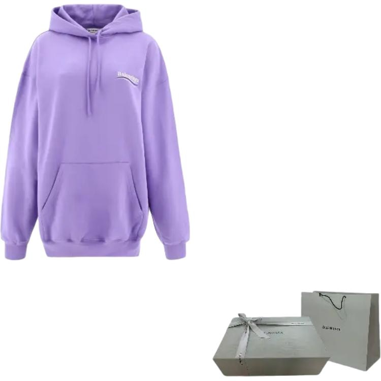 Balenciaga Logo Embroidered Hoodie Purple — фото 9