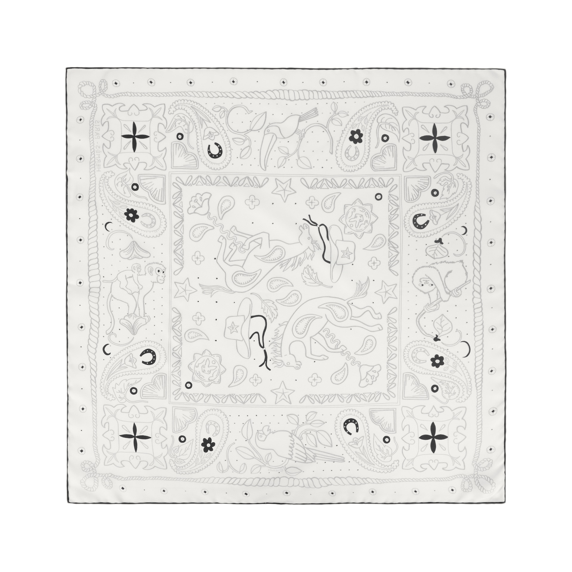 Hermes Bandana Scarf White — фото 1
