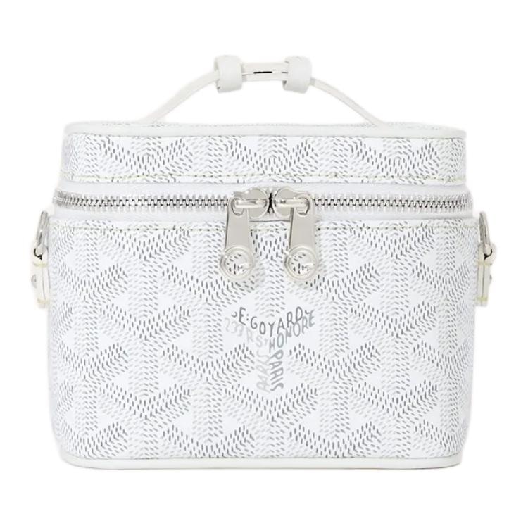 GOYARD Muse Mini Cosmetic Bag White Detachable Leather Strap