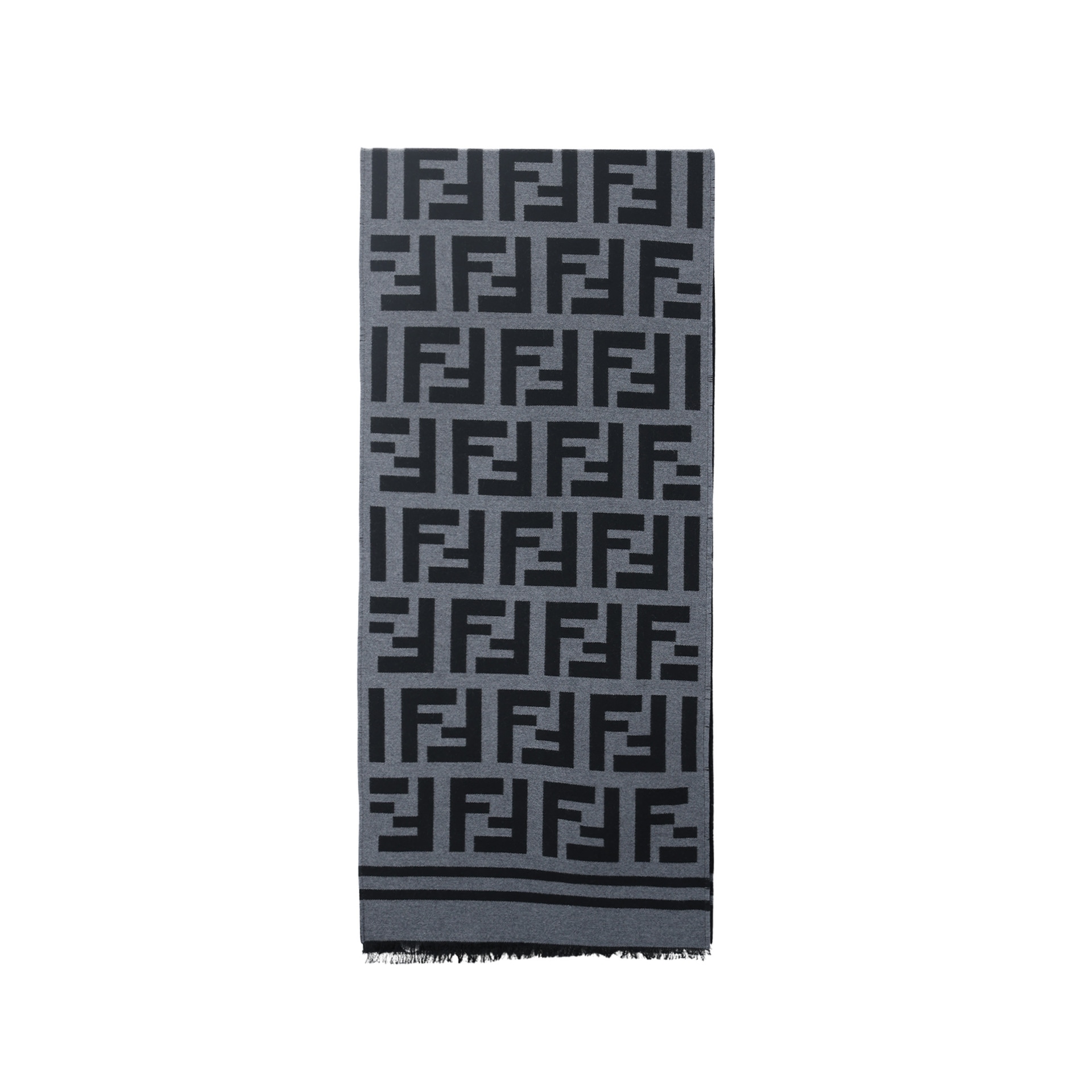 Fendi Wool Scarf Black Grey — фото 1