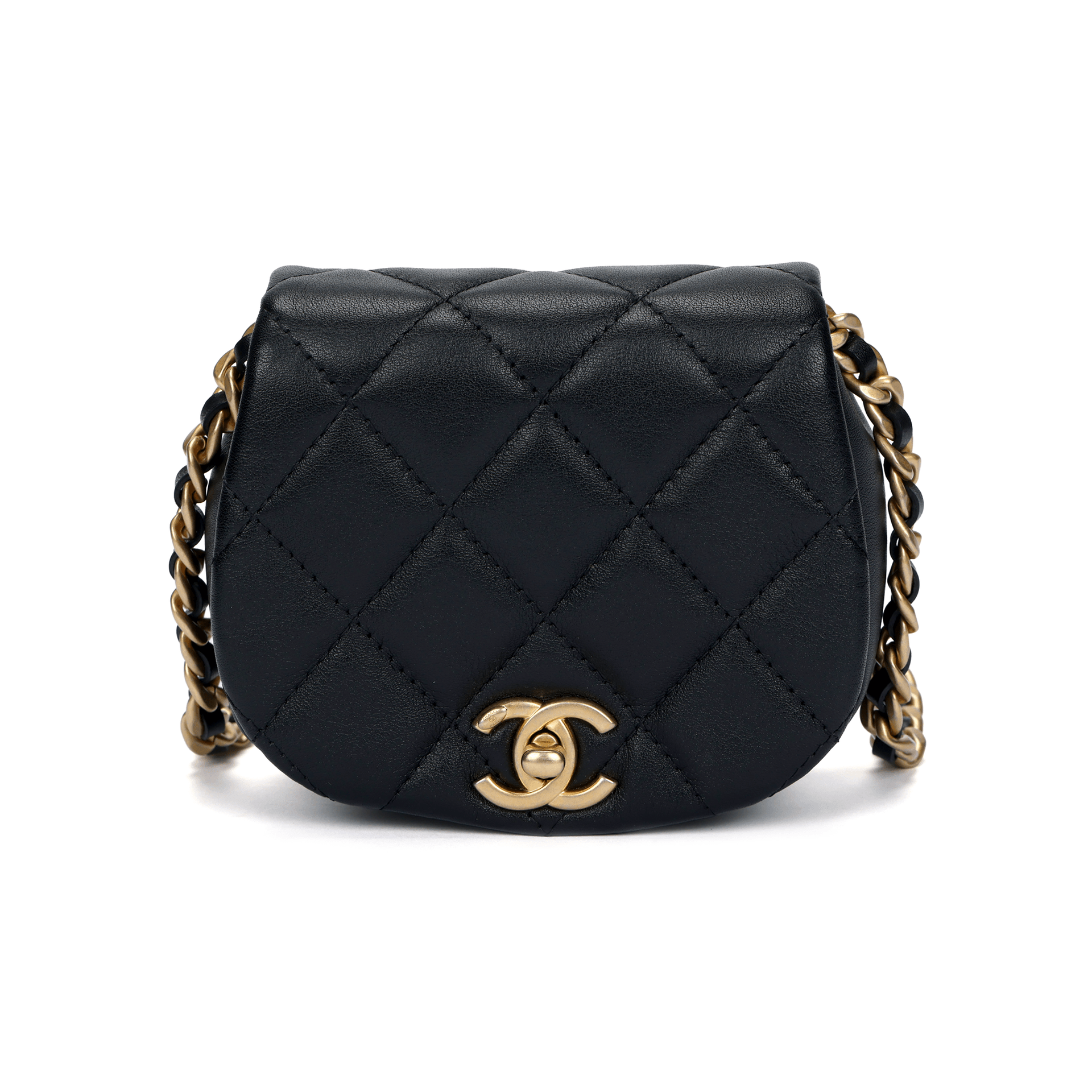CHANEL 21B Shell Saddle Bag Black