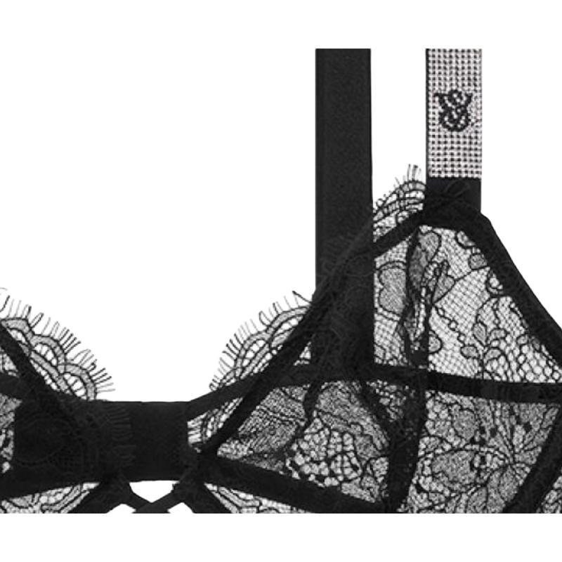 Victoria'S Secret Sparkle Logo Lace Bra Black — фото 2