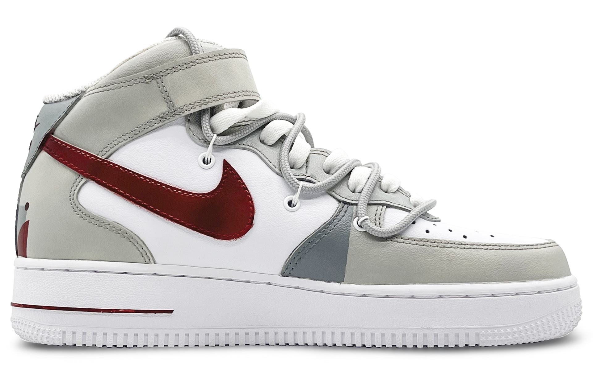 Nike Air Force 1 '07 Mid Grey Red — фото 2