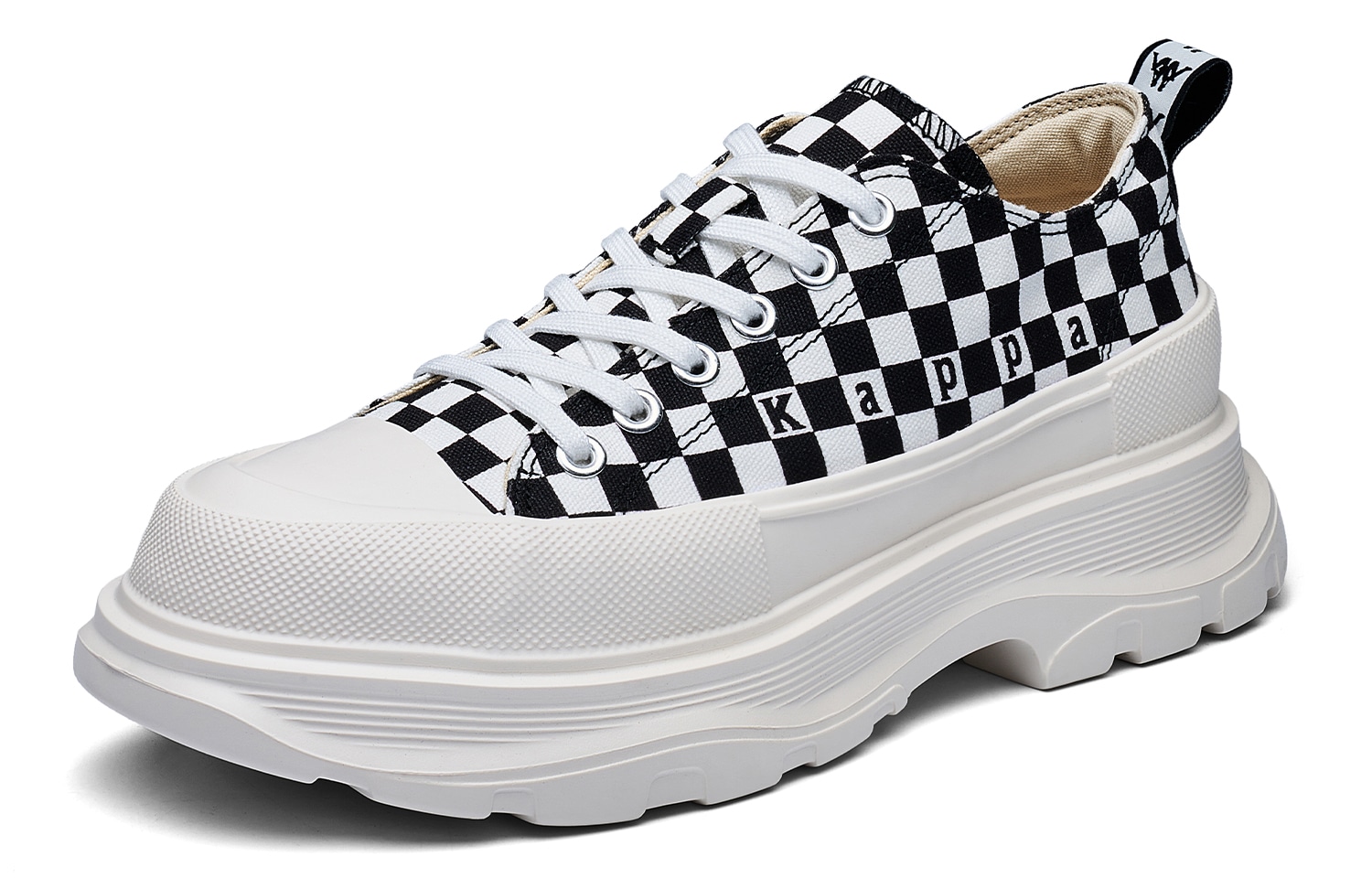 Kappa Back-to-Back Checkerboard Low Sneakers White Black — фото 2