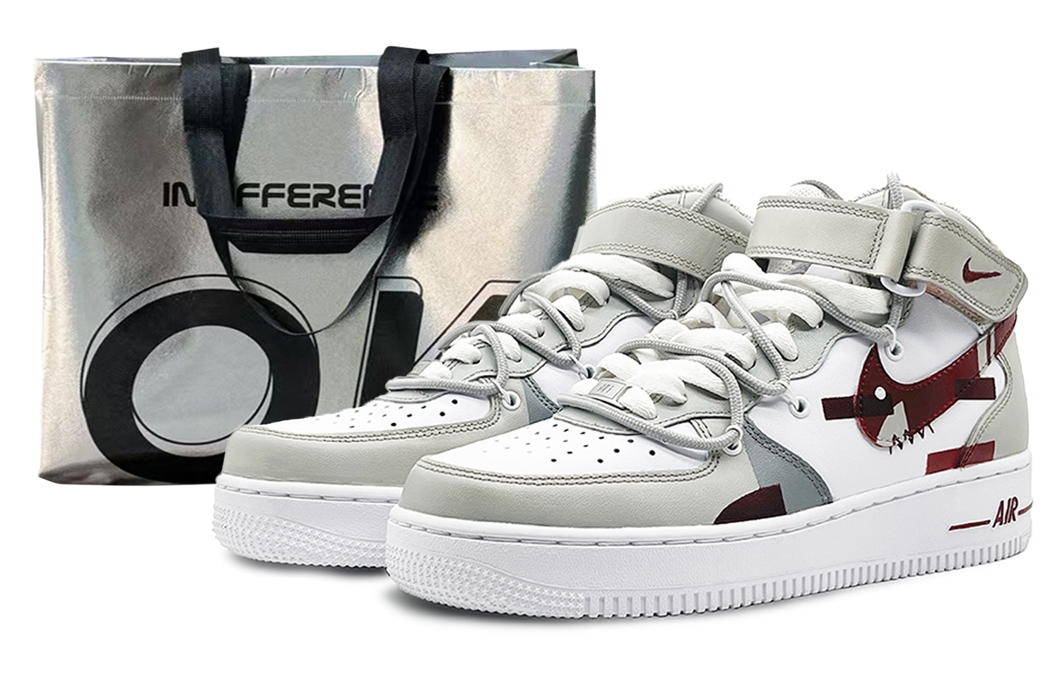 Кроссовки Nike Air Force 1 '07 Mid Grey Red