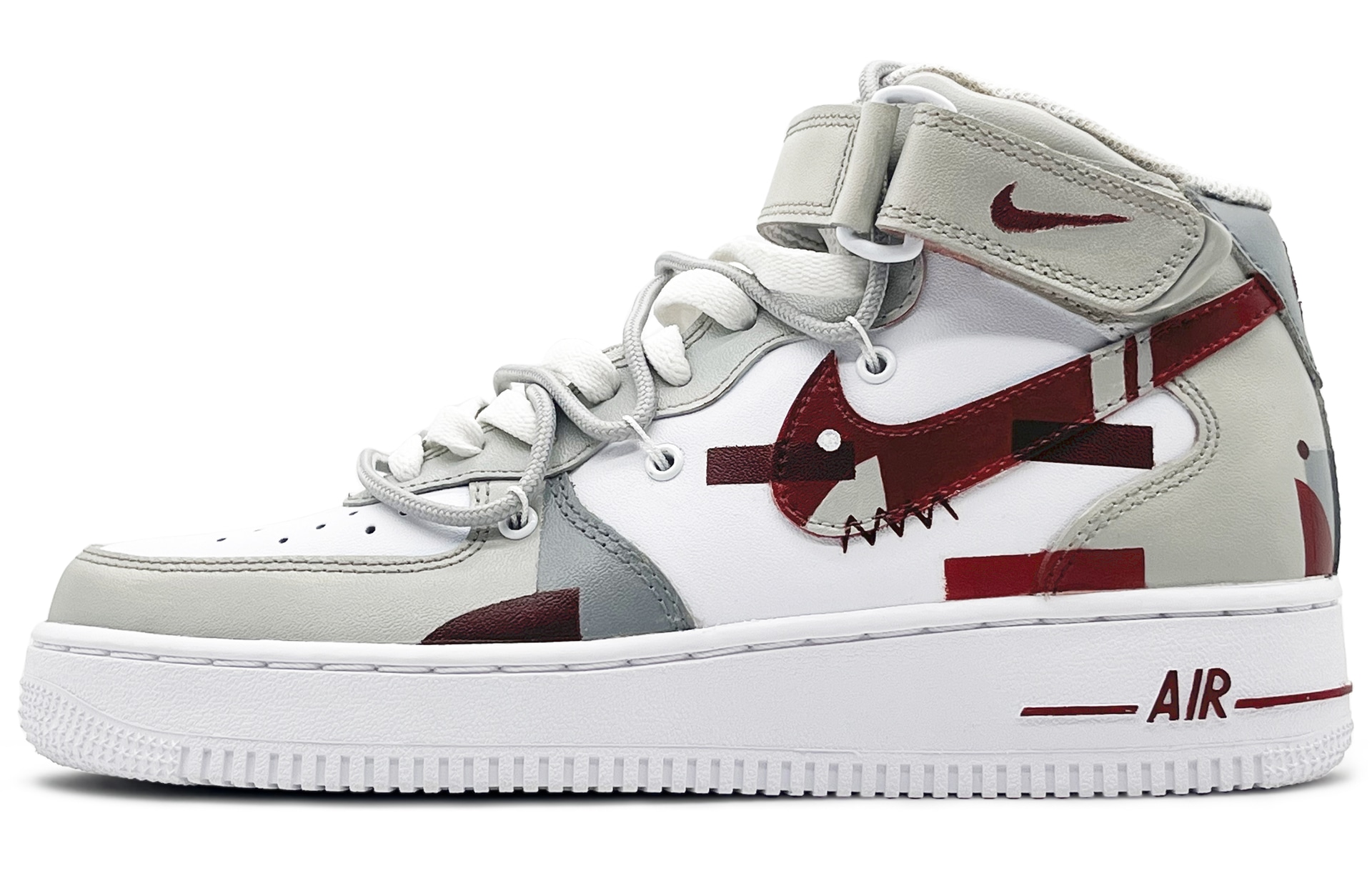 Nike Air Force 1 '07 Mid Grey Red — фото 1