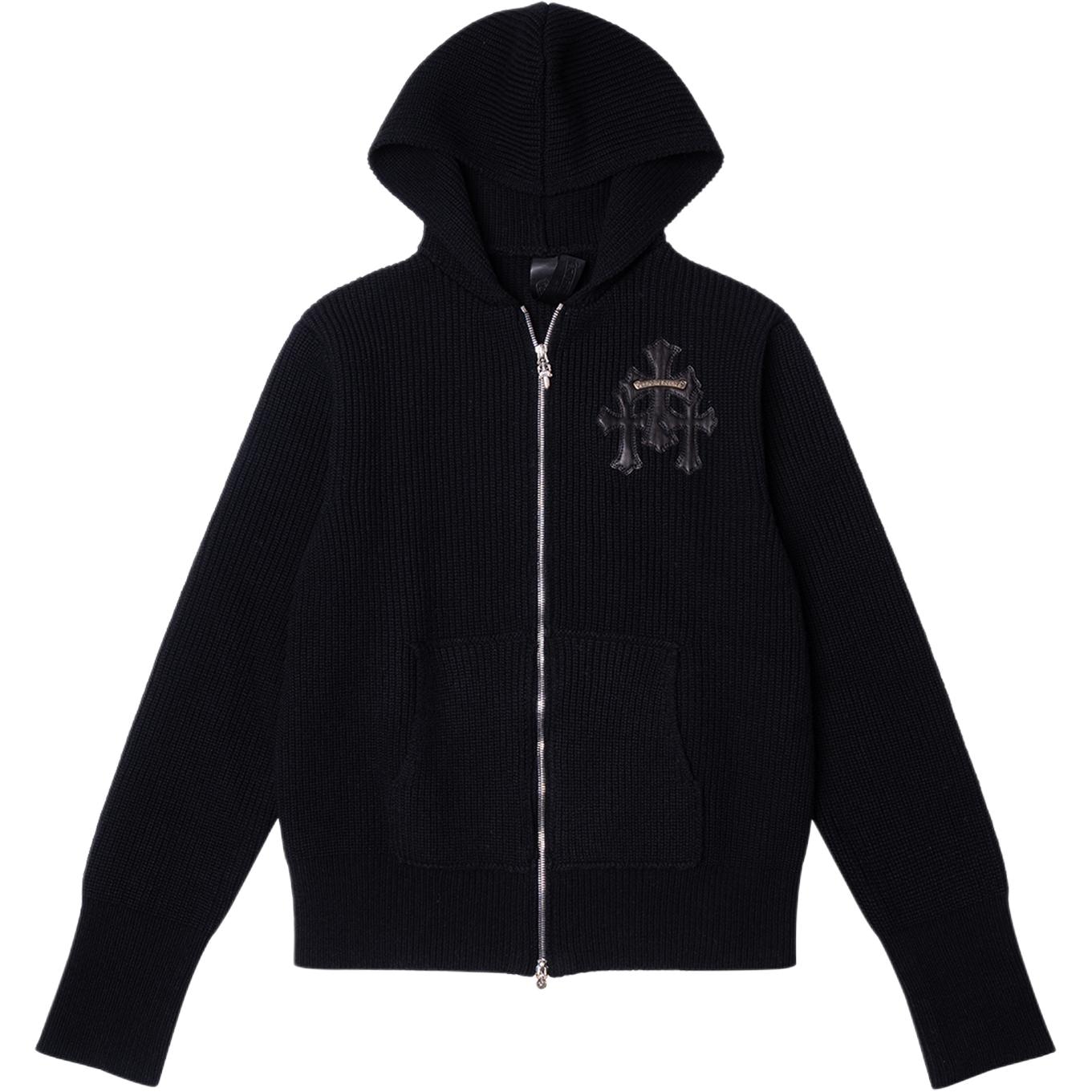 Chrome Hearts 克罗心 纯色长袖连帽拉链贴皮 羊绒衫 男女同款
