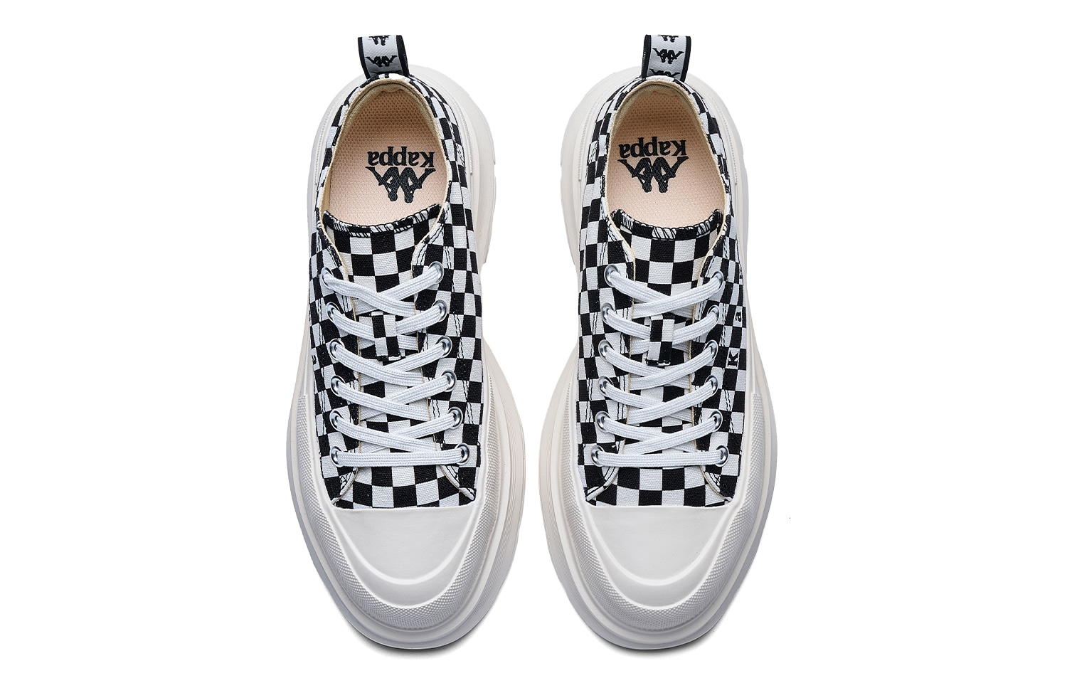 Kappa Back-to-Back Checkerboard Low Sneakers White Black — фото 10