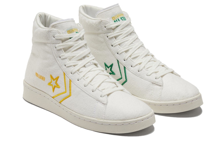 Converse Cons Pro Leather White Green Yellow — фото 2
