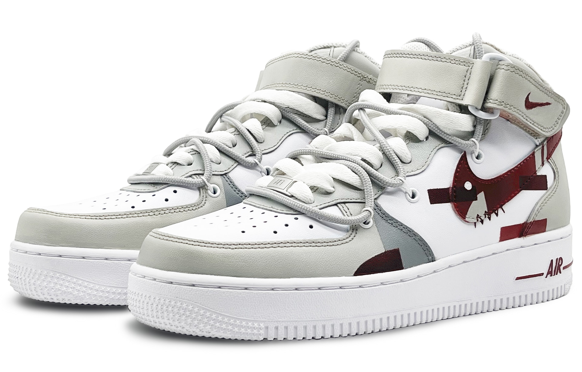 Nike Air Force 1 '07 Mid Grey Red — фото 3