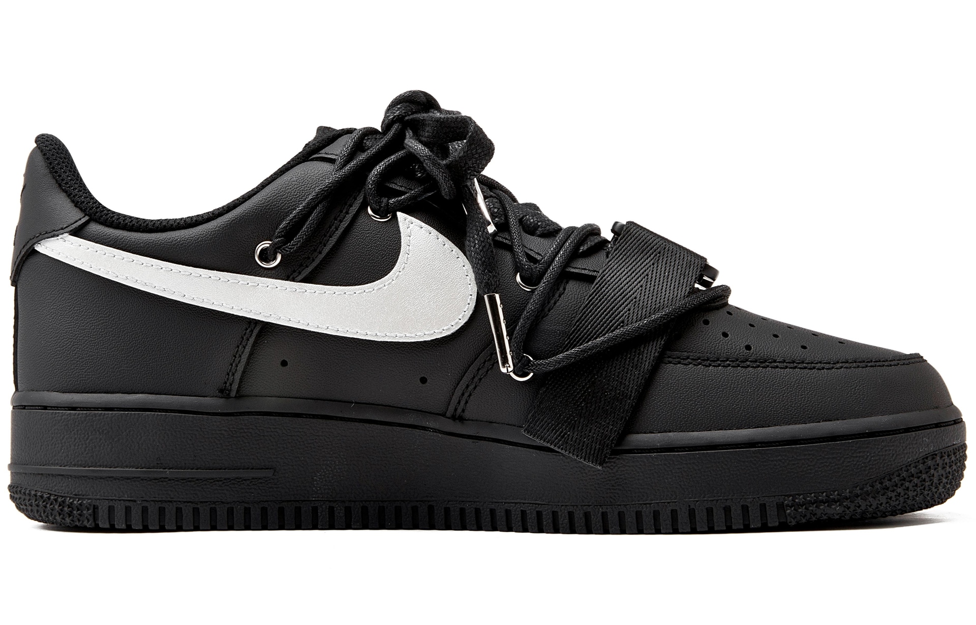 Nike Air Force 1 '07 Black Silver — фото 2