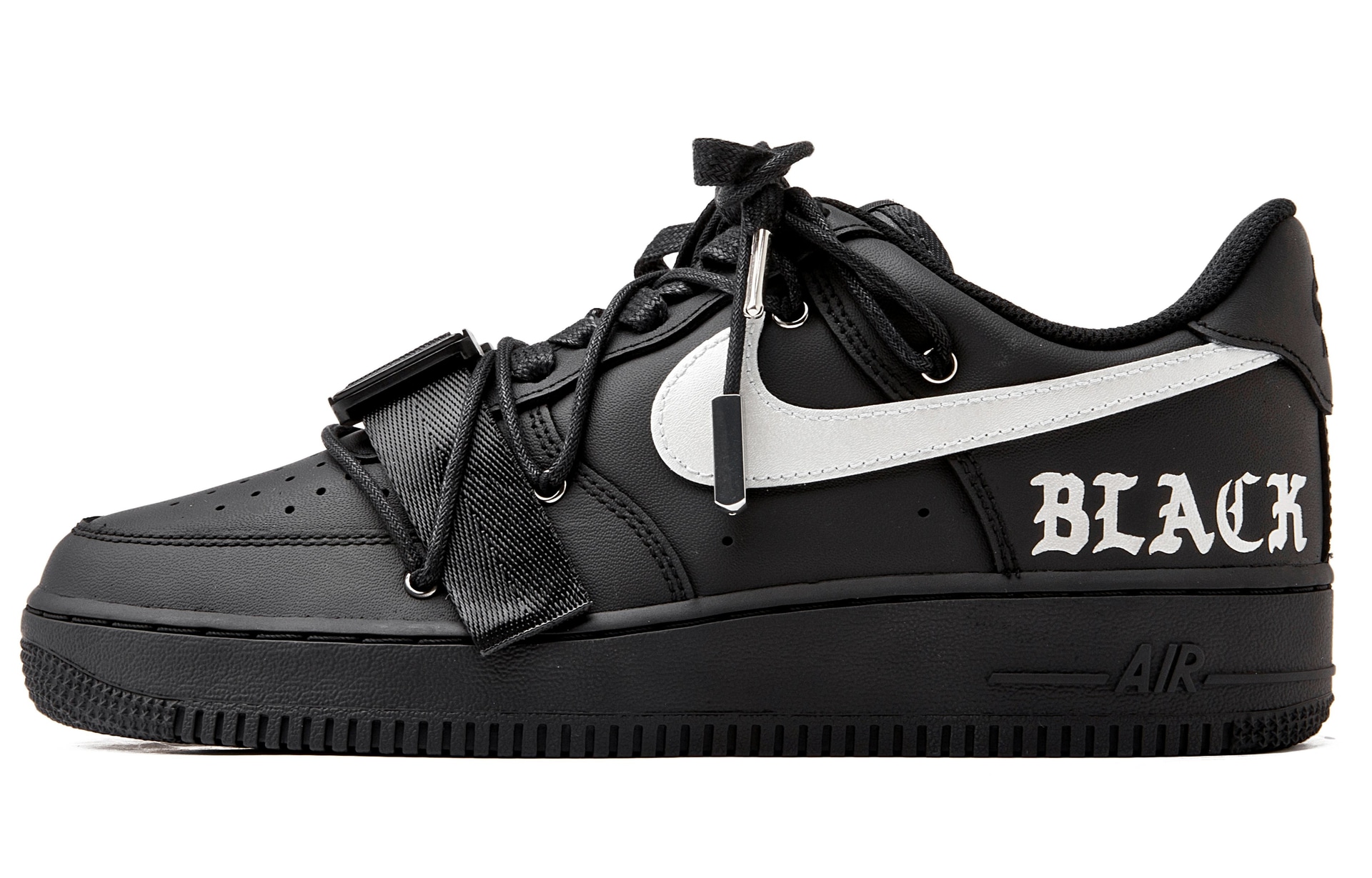 Nike Air Force 1 '07 Black Silver — фото 1