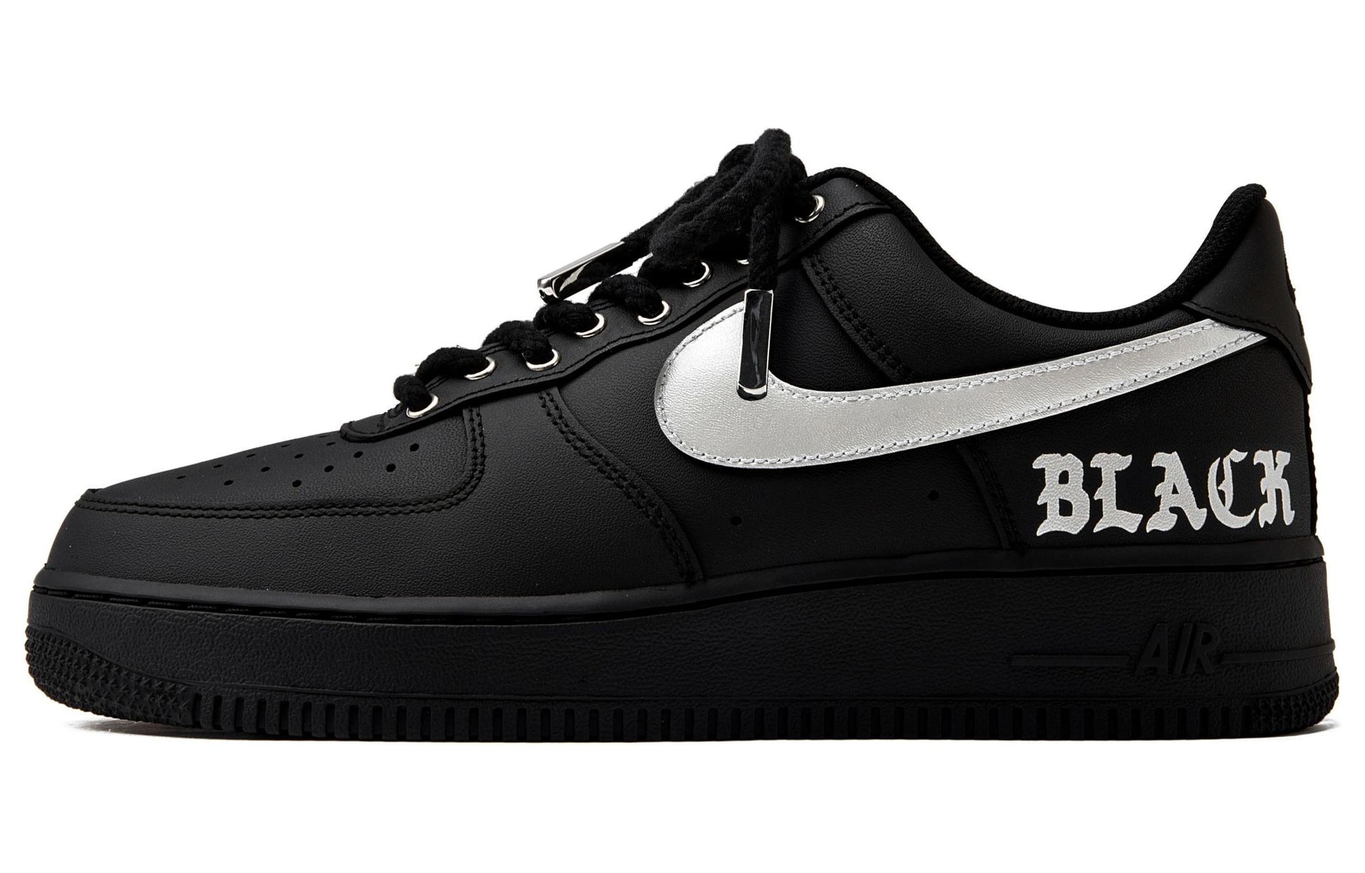 Nike Air Force 1 '07 Black Silver — фото 1