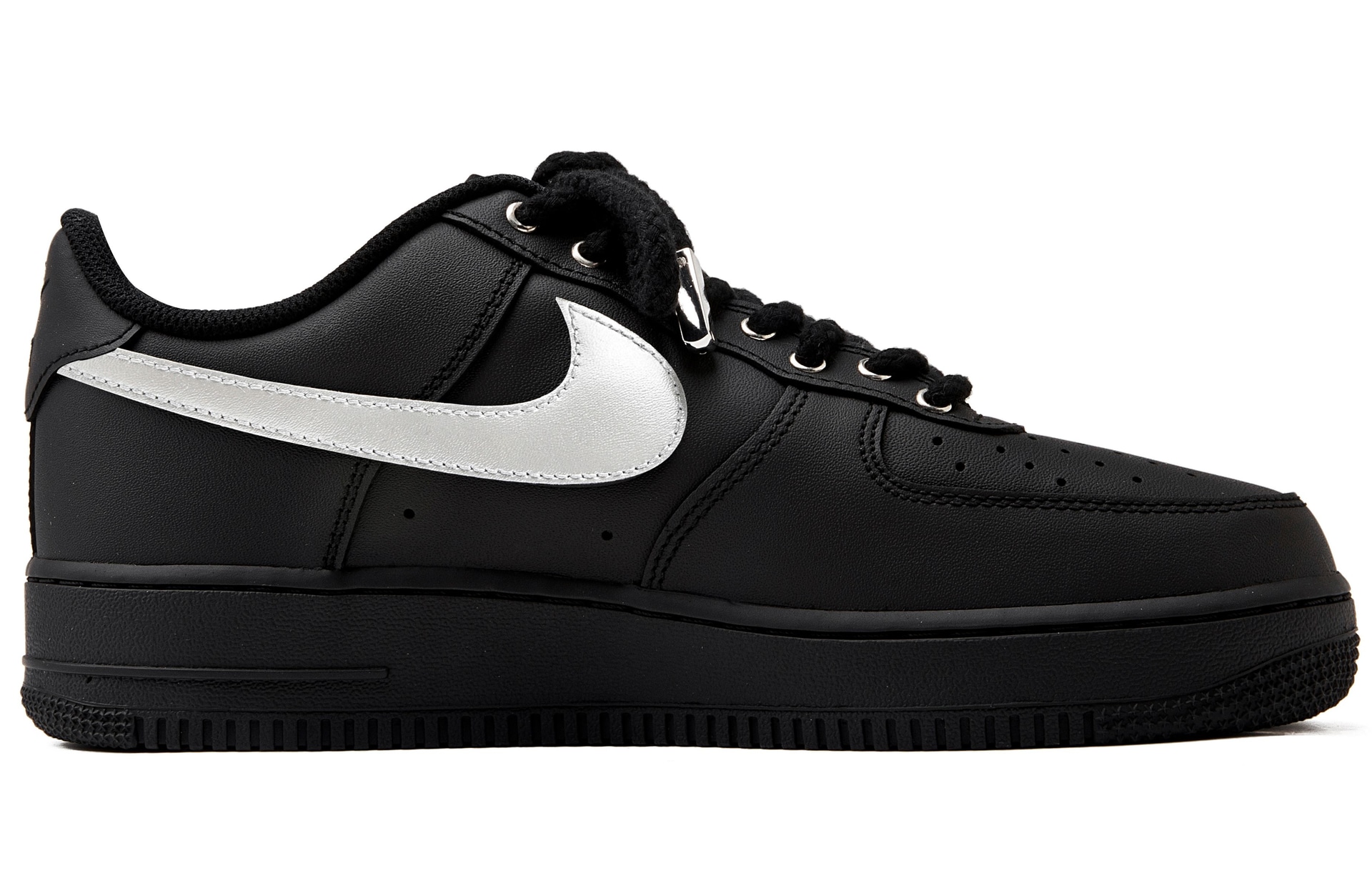Nike Air Force 1 '07 Black Silver — фото 2