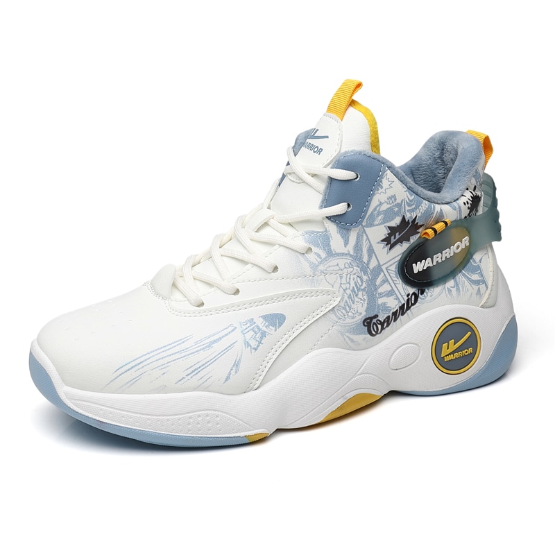 Warrior High-Top Basketball Shoes White Light Blue — фото 7