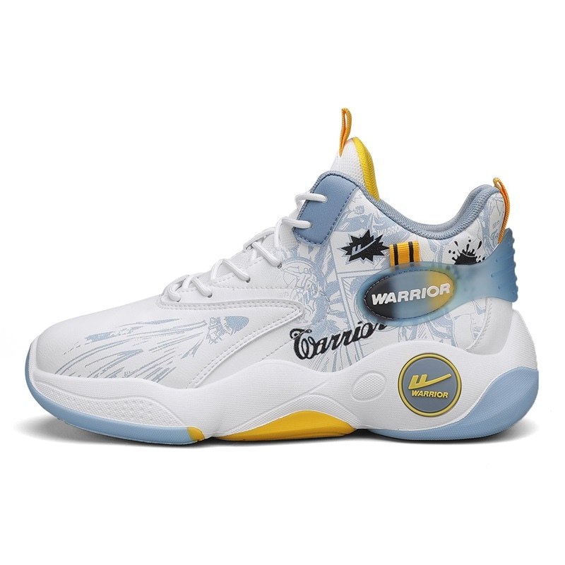 Warrior High-Top Basketball Shoes White Light Blue
