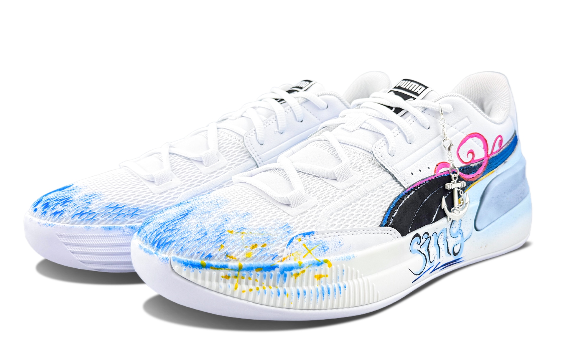 Puma Clyde Hardwood Team White Blue — фото 2