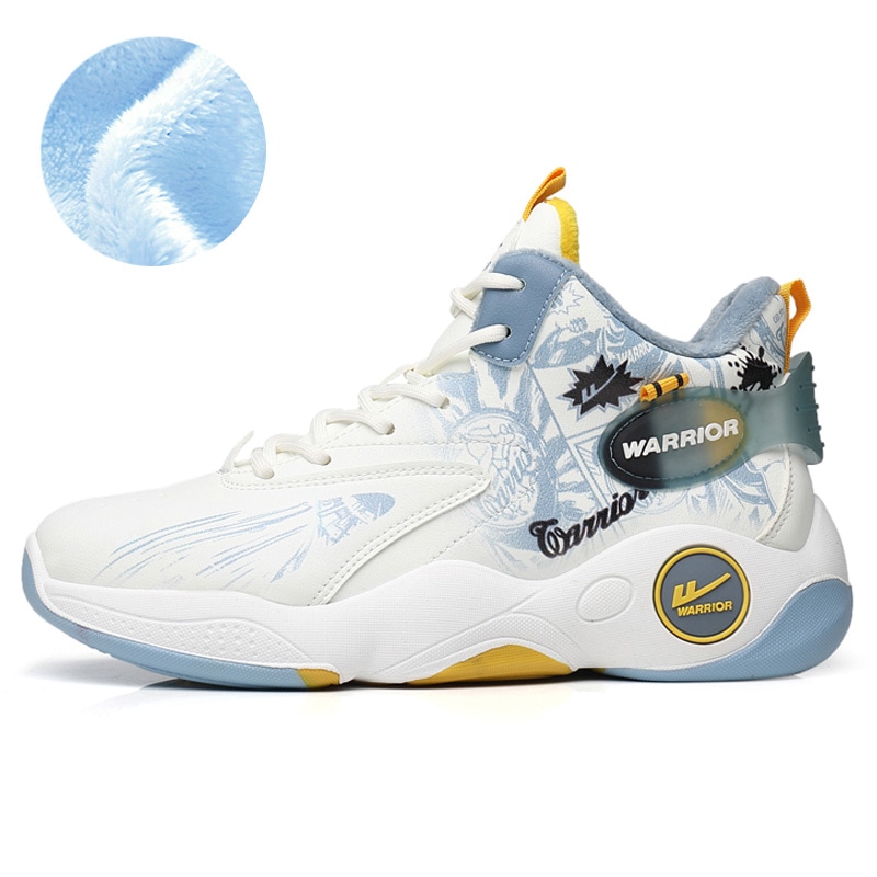 Warrior High-Top Basketball Shoes White Light Blue — фото 8