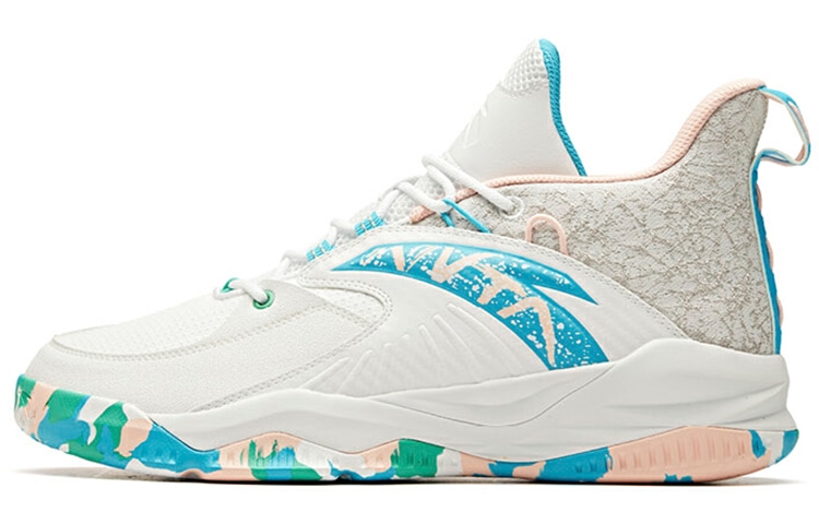 安踏 Anta Mid Basketball Shoes White Blue