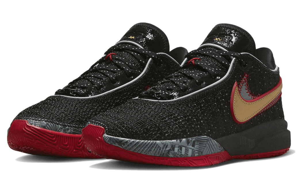 Nike LeBron 20 Low Black Gold Red — фото 2
