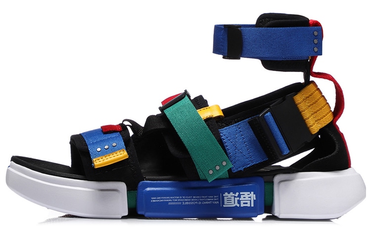 中国李宁 Li-Ning Paris Fashion Week Sandals Blue Red Yellow