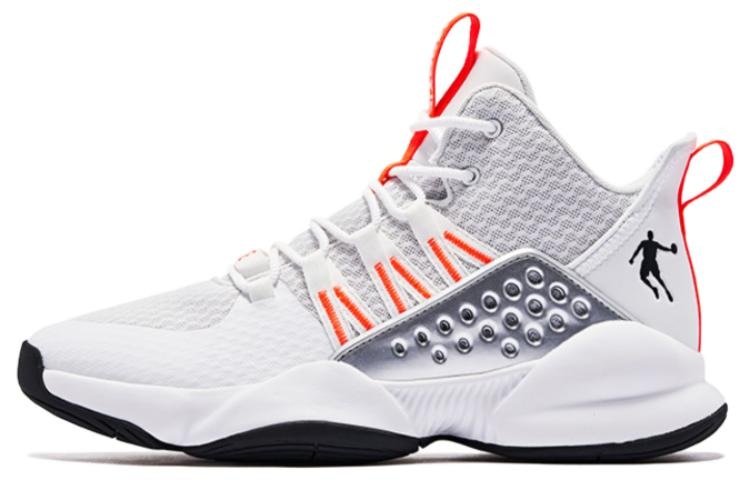 乔丹 Jordan High-Top Basketball Shoes Silver White Orange
