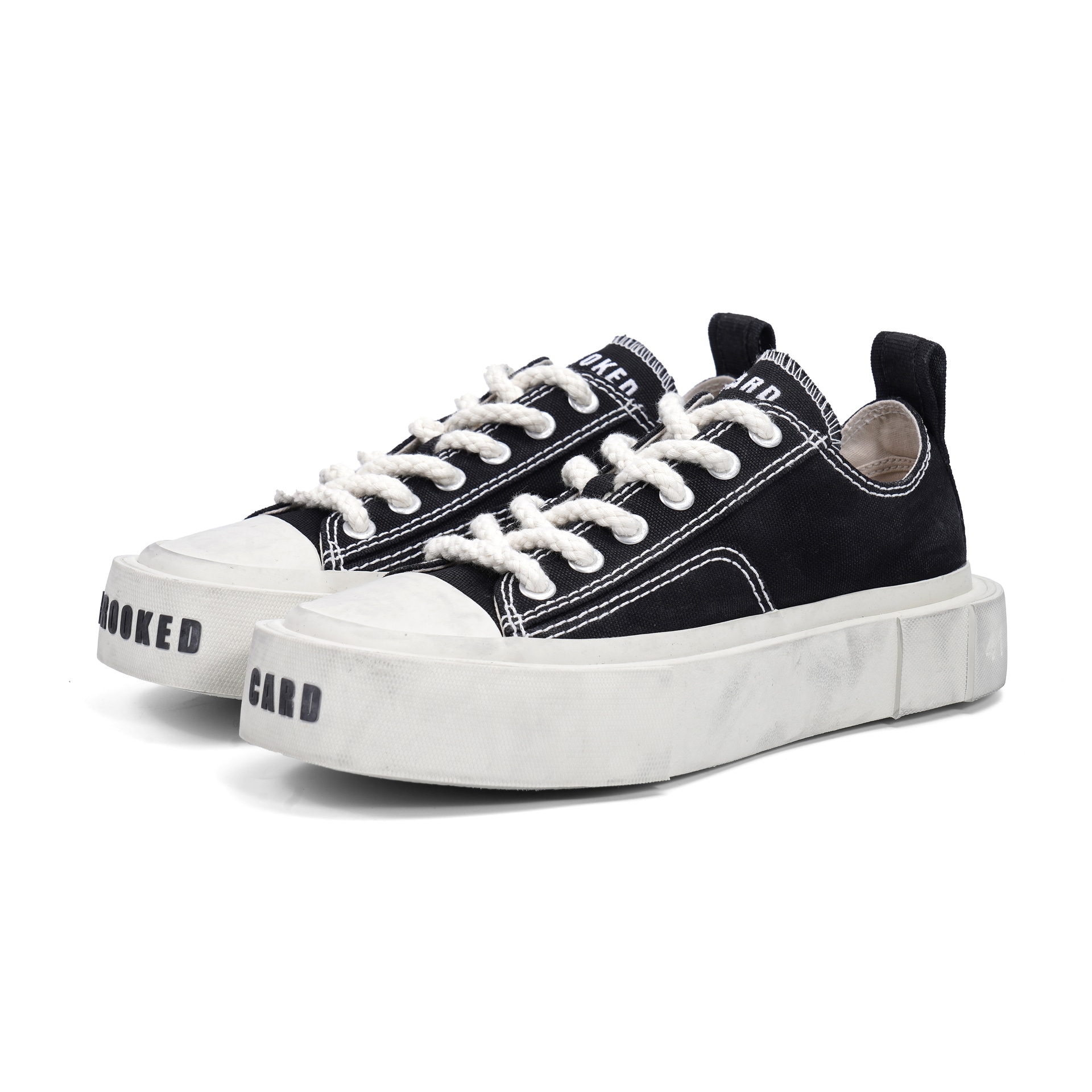Crooked Card Canvas Shoes Black — фото 3