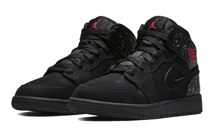 Jordan Air Jordan 1 Mid Black Rush Pink White Splatter — фото 2