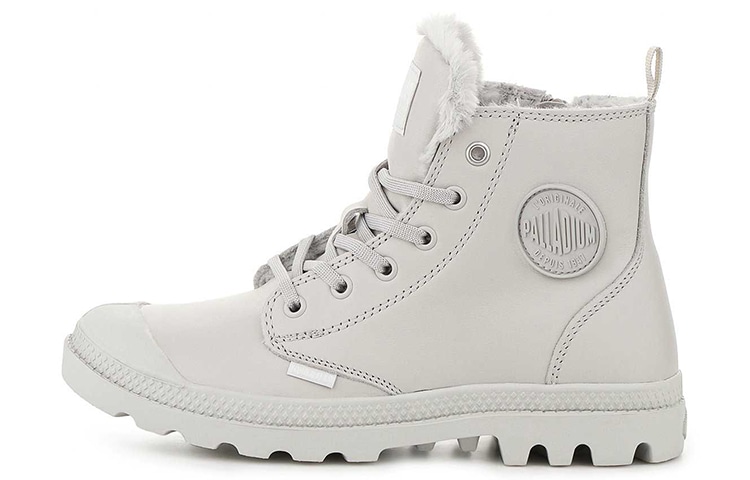 Palladium Pampa Hi Zip Leather Light Grey