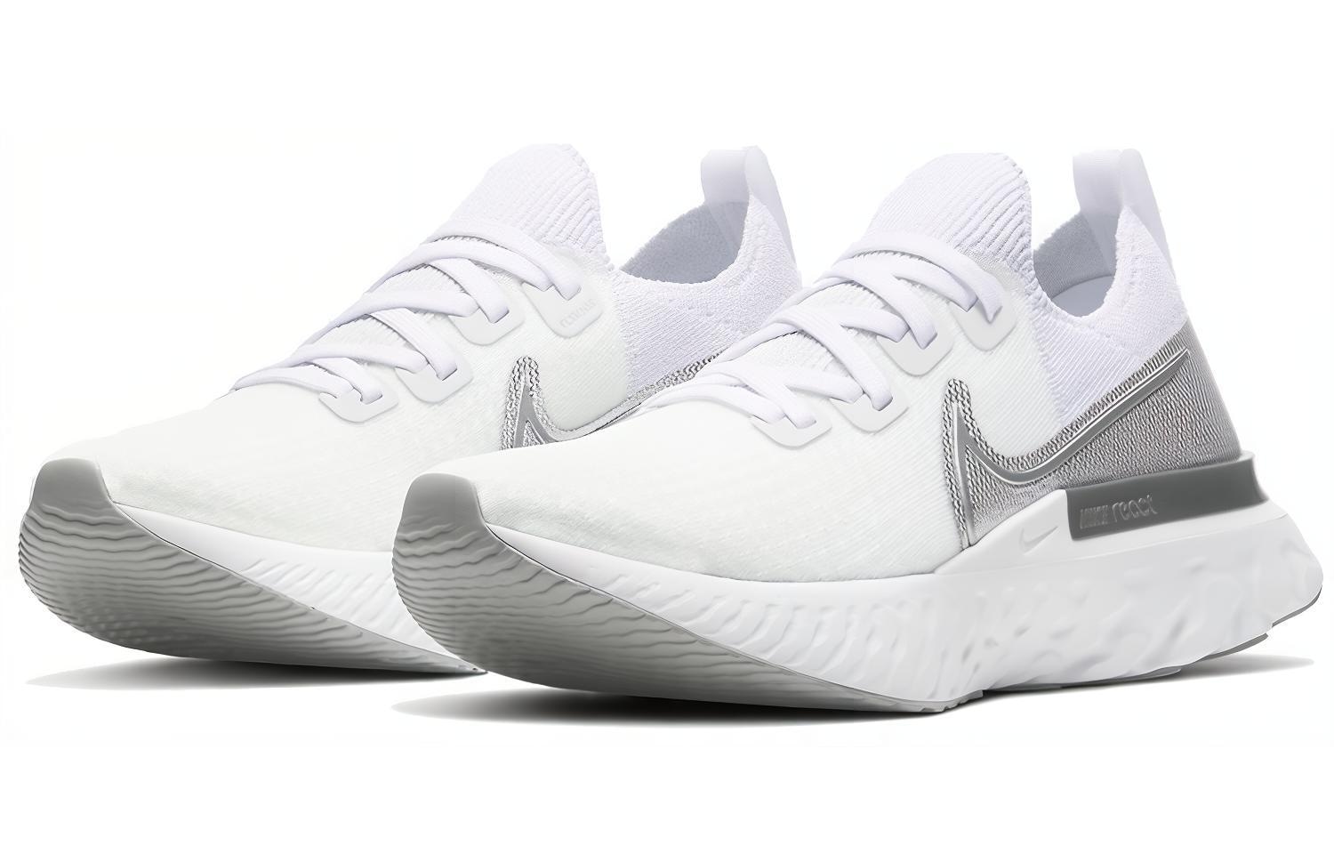 Nike React Infinity Run Flyknit 1 White Silver — фото 2