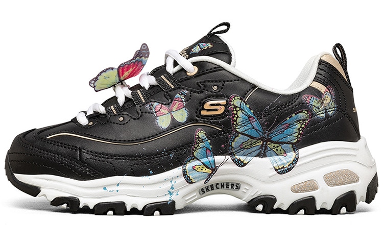 Skechers D'Lites 1.0 Black Multicolor Butterfly