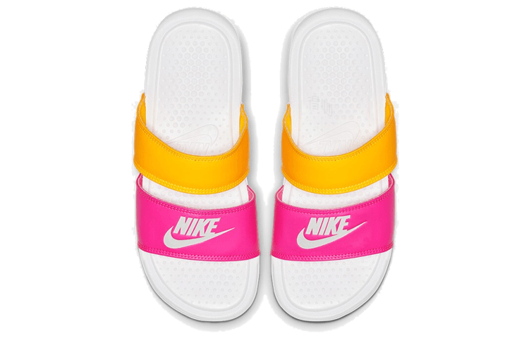 Nike Benassi Duo Ultra Slide White Yellow Pink — фото 2