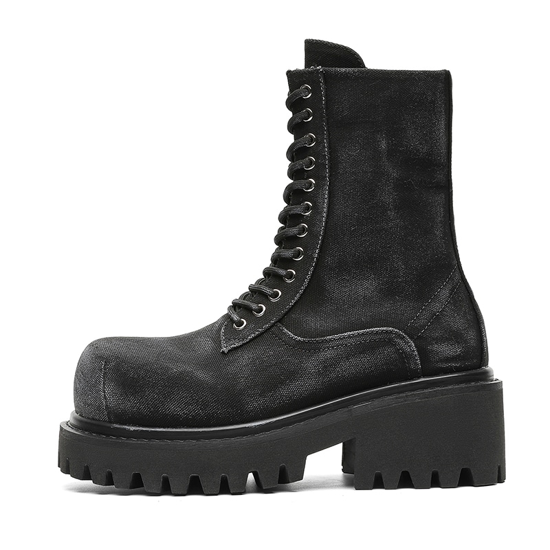 Dounkol PU Denim Work Boots 10CM Black