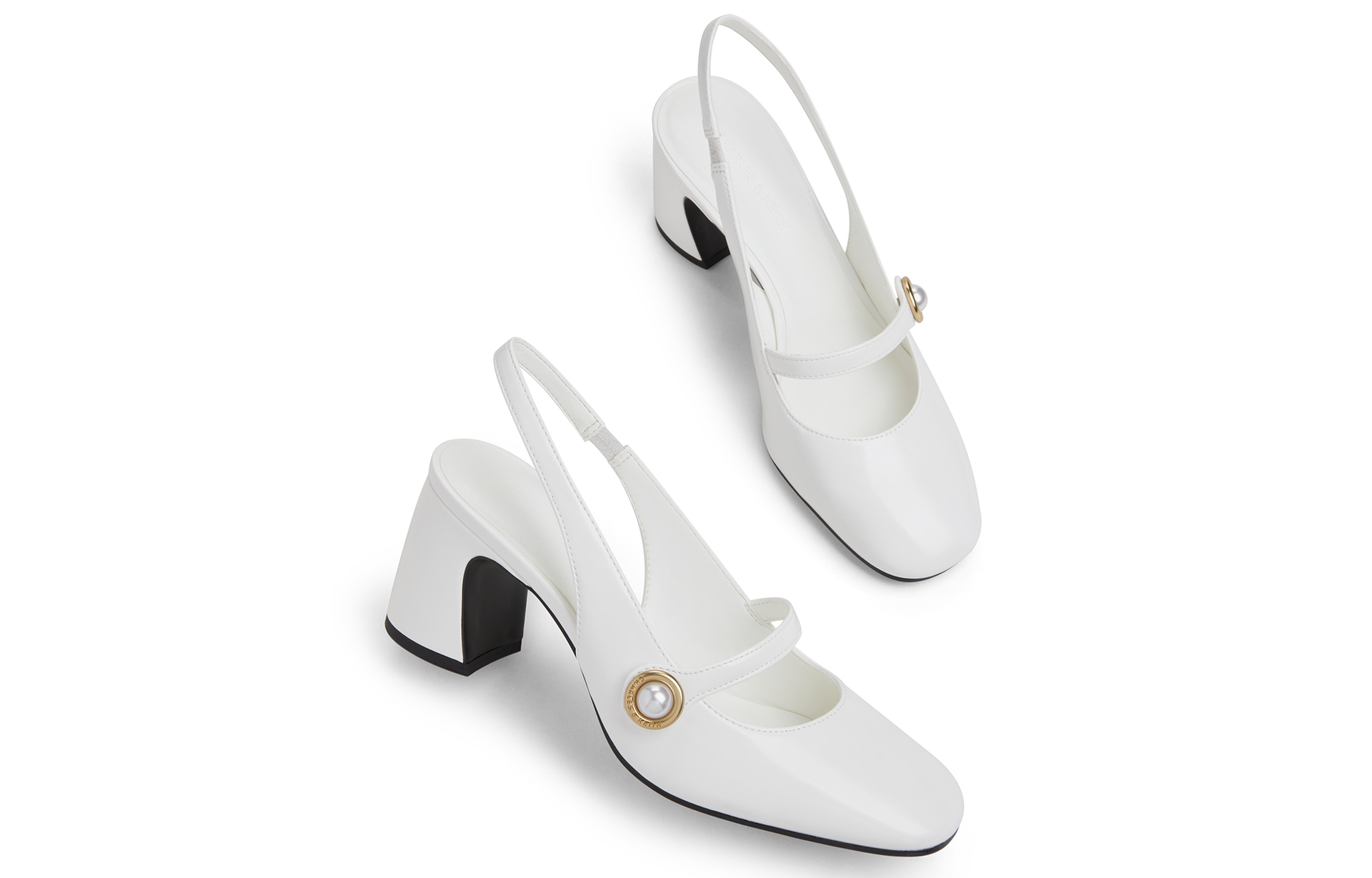 Charles&Keith CHARLESKEITH ck PU 7cm WhiteBlack Box — фото 2