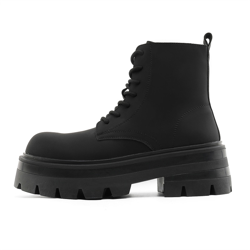 Dounkol Matte Leather Platform Lace-up Boots