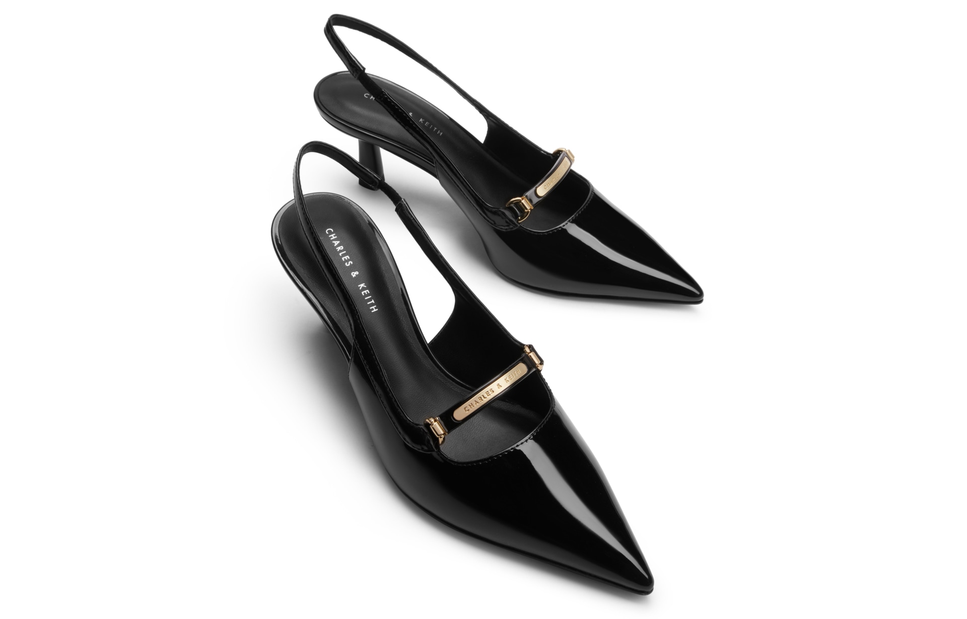 Charles&Keith Charles & Keith Pointed Toe Metal Detail Heels
