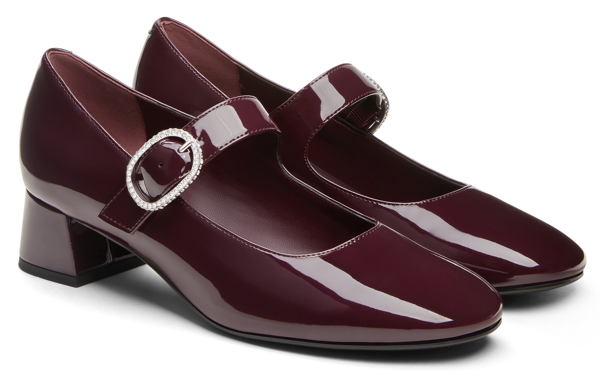 Charles&Keith CHARLESKEITH ck PU 4cm Black PatentBurgundyNude — фото 6